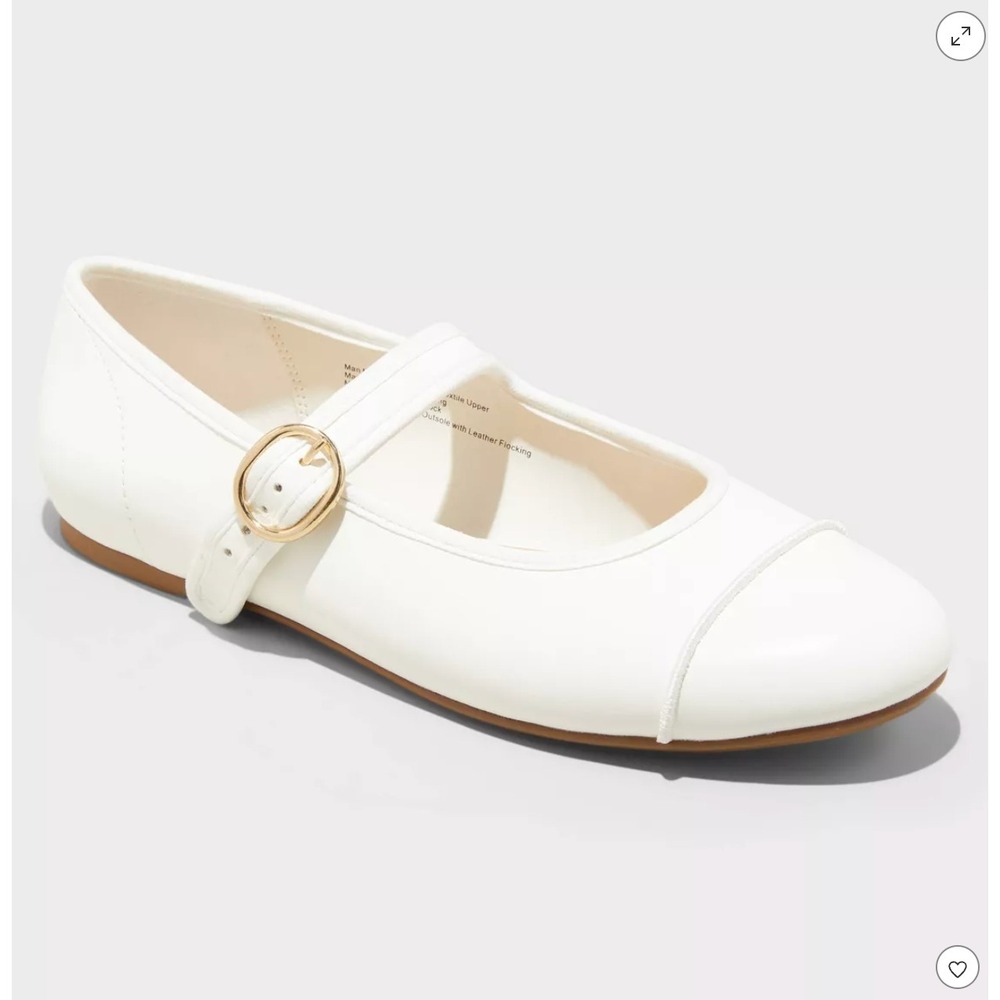 Wild Fable White Flats with Gold Buckle